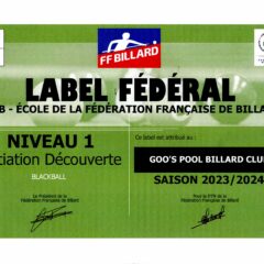 Le club obtient le Label Fédéral Club-Ecole de la FFB